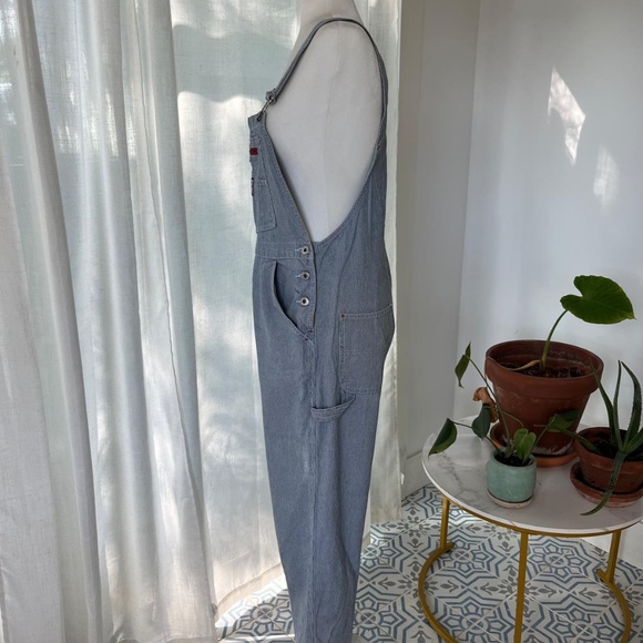 GAP VINTAGE DENIM OVERALLS WOMEN’S MEDIUM (6) RAILWAY STRIPES BLUE  100% COTTON - Picture 3 of 8